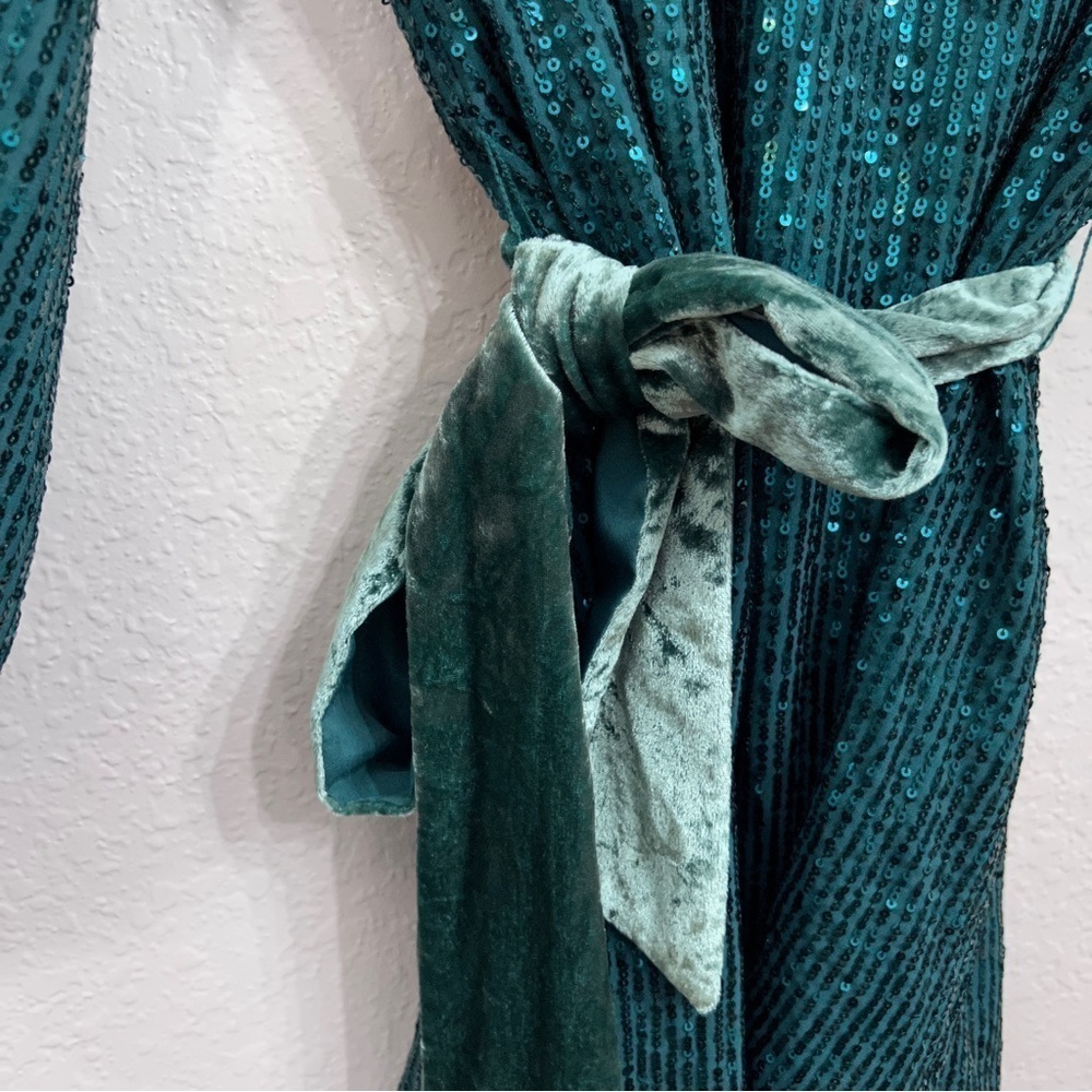 NWT Anthropologie All over sequin green dress size medium size M Christmas dress - Picture 11 of 15